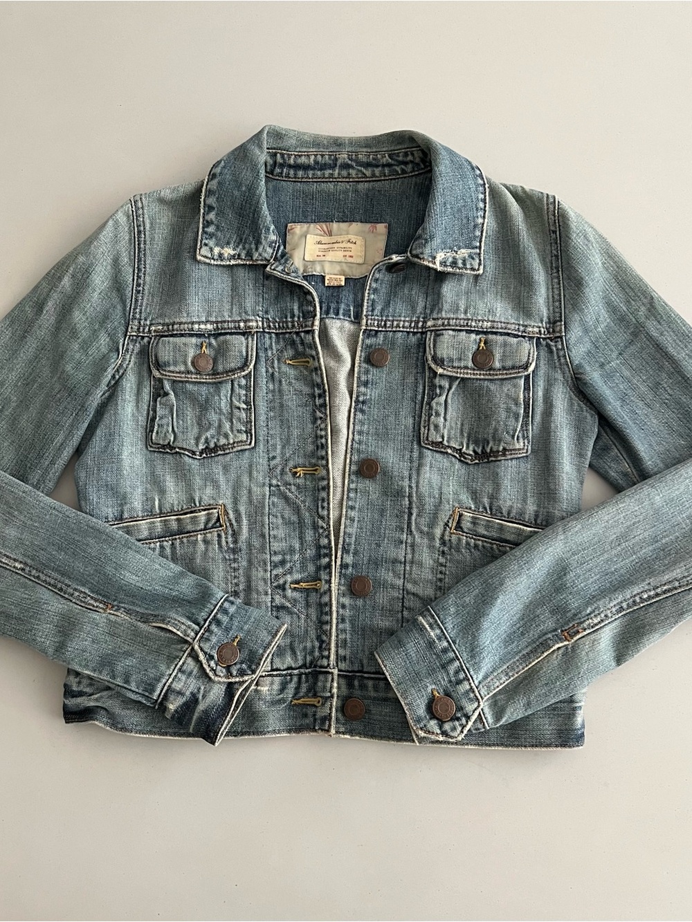Vintage Y2K Abercrombie & Fitch distressed denim jacket Small